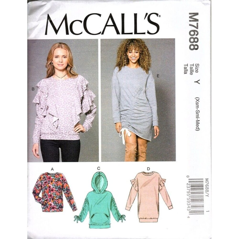 McCall's M7688 Misses XS to M Ruched Tops and Dresses Uncut Sewing Pattern New